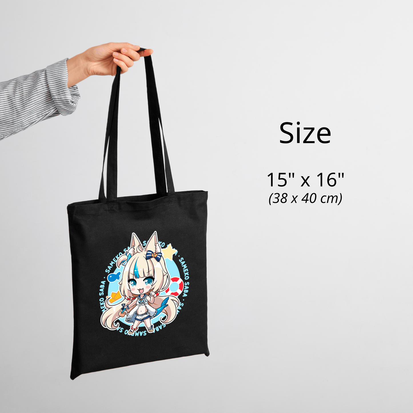 Sameko Saba Tote Bag Vtuber Tote Bag Sameko Saba Fan Merch Cotton Canvas Tote Bag Eco Tote Bag Sustainable Bag Kawaii Tote Bag Sameko Saba merch