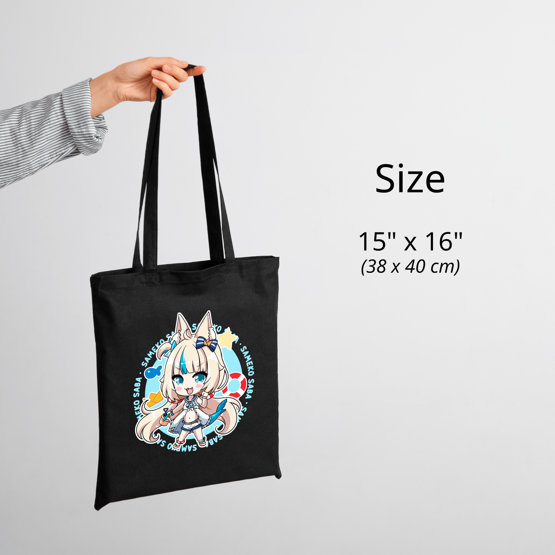 Sameko Saba Tote Bag Vtuber Tote Bag Sameko Saba Fan Merch Cotton Canvas Tote Bag Eco Tote Bag Sustainable Bag Kawaii Tote Bag Sameko Saba merch