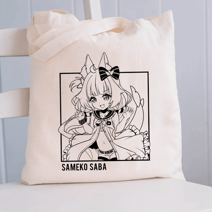 Sameko Saba Tote Bag Vtuber Tote Bag Sameko Saba Fan Merch Cotton Canvas Tote Bag Eco Tote Bag Sustainable Bag Kawaii Tote Bag Sameko Saba merch
