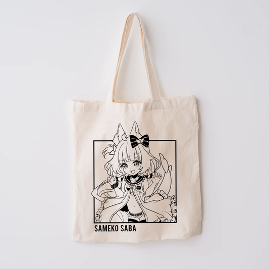 Sameko Saba Tote Bag Vtuber Tote Bag Sameko Saba Fan Merch Cotton Canvas Tote Bag Eco Tote Bag Sustainable Bag Kawaii Tote Bag Sameko Saba merch
