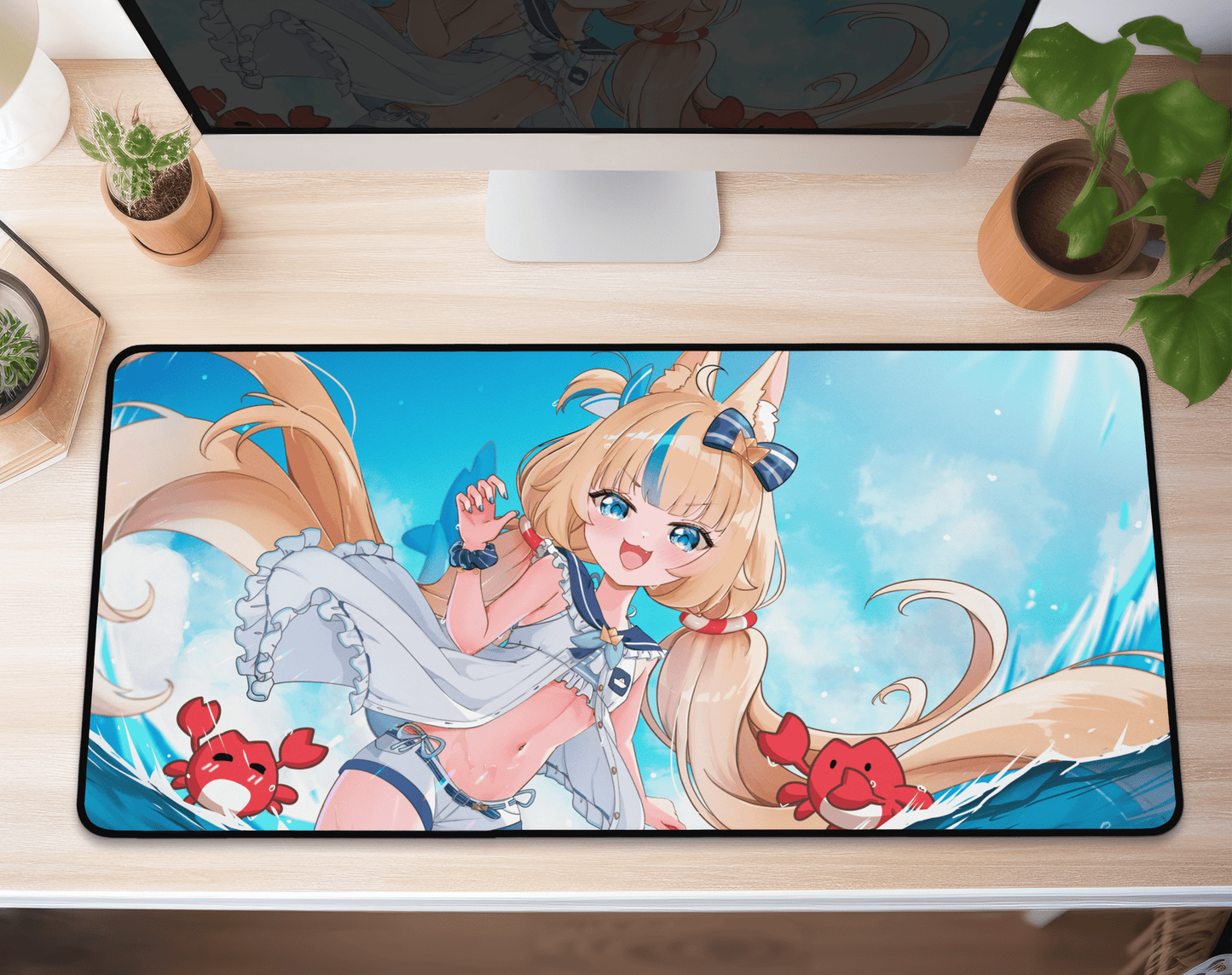 Sameko Saba Deskmat Vtubers Mousepad XL XXL Gaming Desk Mat Gift for Gamers Waifu Large Playmat Sameko Saba Merch Sameko Saba Mousepad