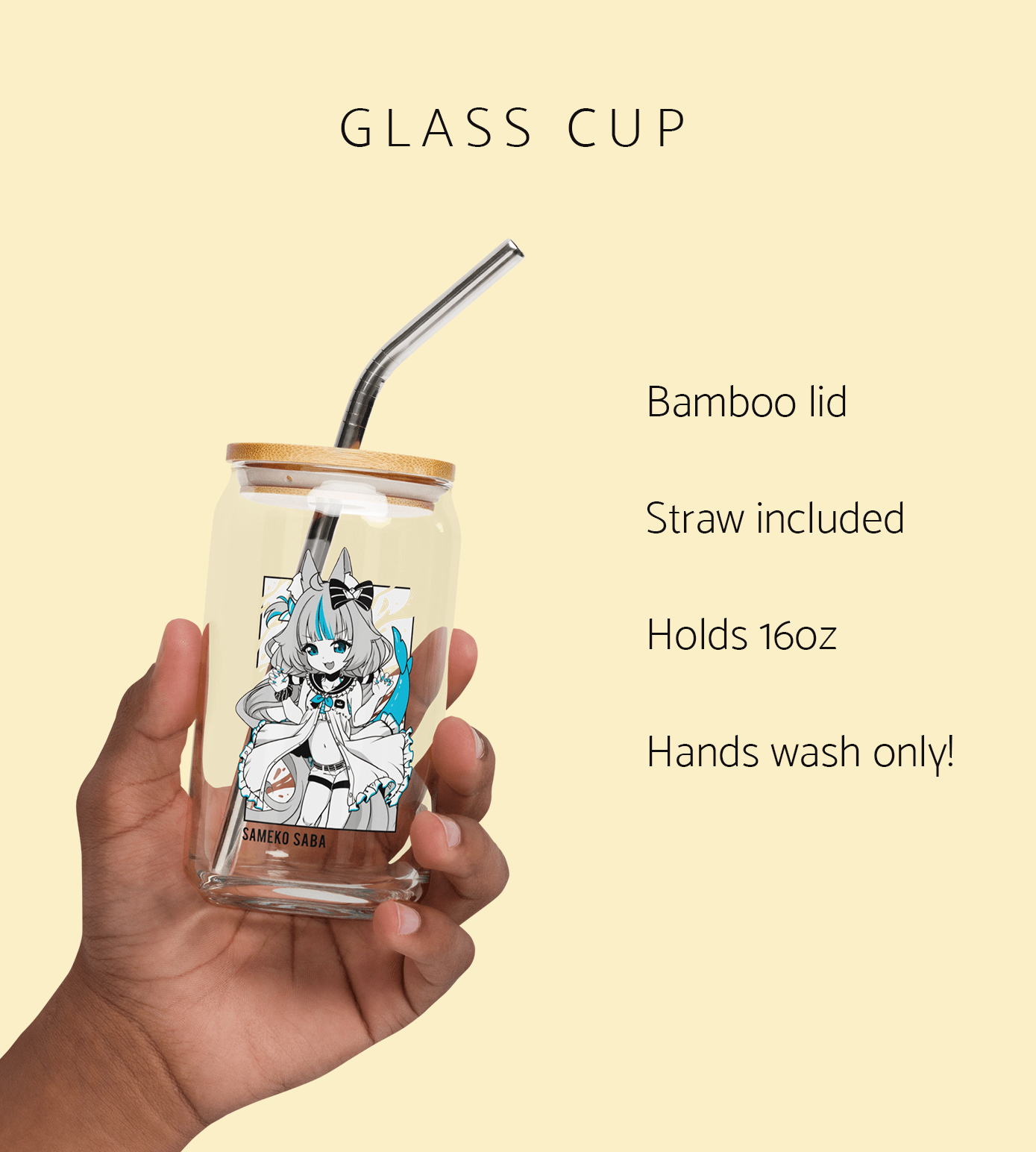 Sameko Saba Glass Tumbler With Straw And Lid Vtuber Waifu Cup Beer Can Iced Coffee Glass Sameko Saba Cup Sameko Saba Glass Waifu Cup