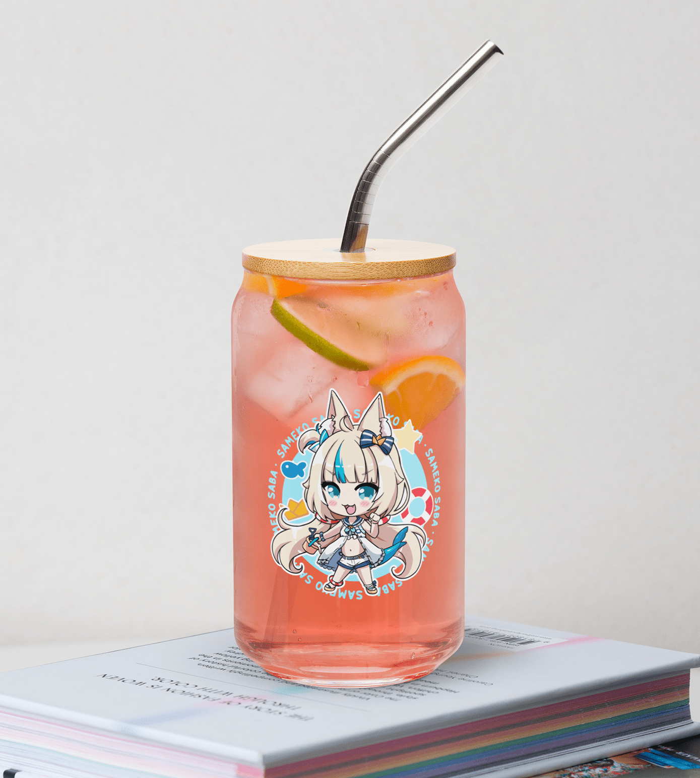 Sameko Saba Glass Tumbler With Straw And Lid Vtuber Waifu Cup Beer Can Iced Coffee Glass Sameko Saba Cup Sameko Saba Glass Waifu Cup