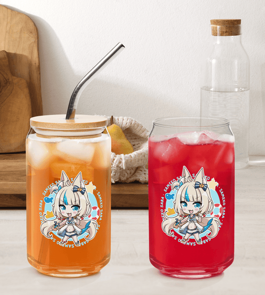 Sameko Saba Glass Tumbler With Straw And Lid Vtuber Waifu Cup Beer Can Iced Coffee Glass Sameko Saba Cup Sameko Saba Glass Waifu Cup