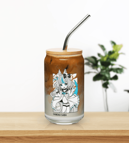 Sameko Saba Glass Tumbler With Straw And Lid Vtuber Waifu Cup Beer Can Iced Coffee Glass Sameko Saba Cup Sameko Saba Glass Waifu Cup