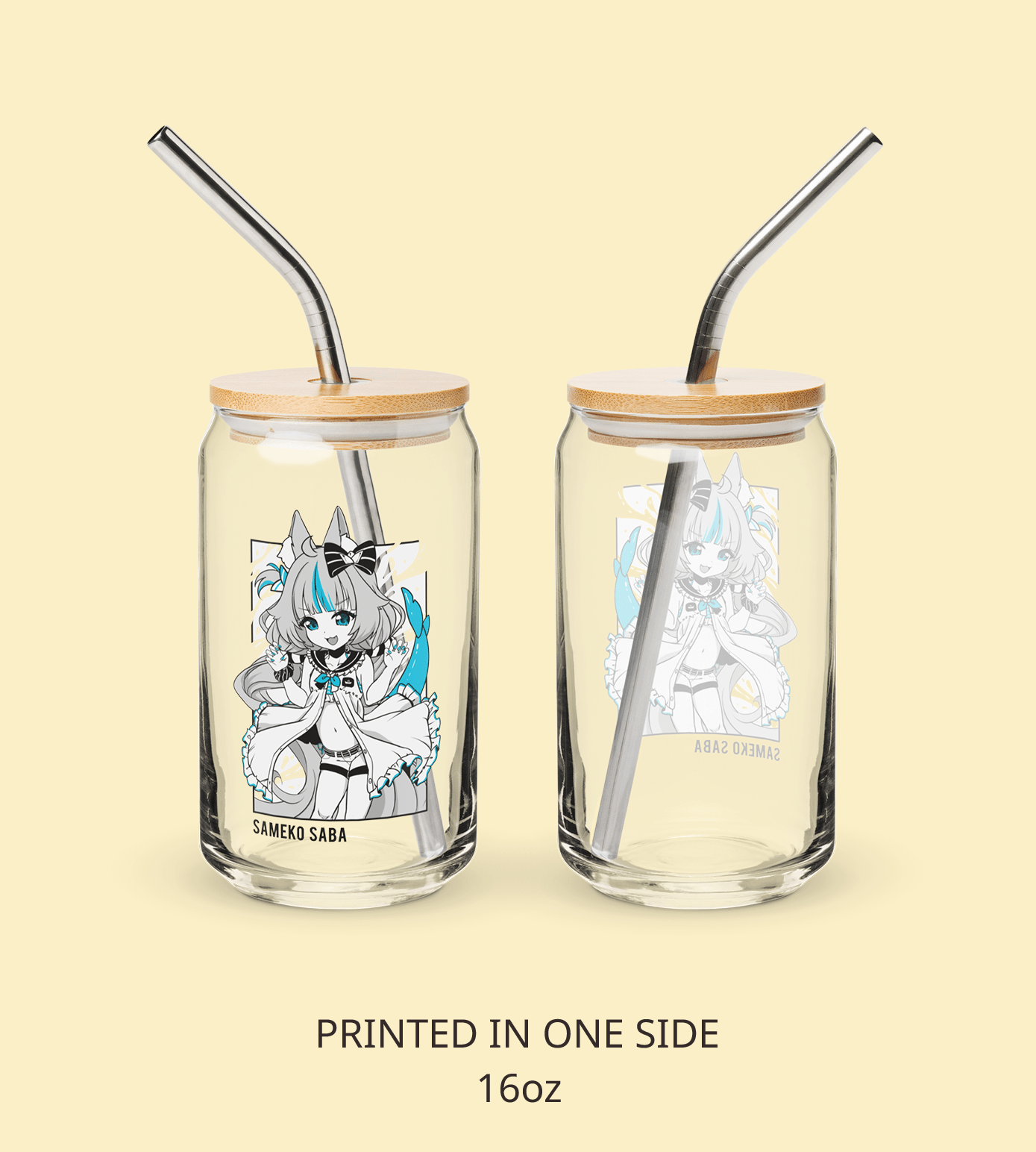 Sameko Saba Glass Tumbler With Straw And Lid Vtuber Waifu Cup Beer Can Iced Coffee Glass Sameko Saba Cup Sameko Saba Glass Waifu Cup