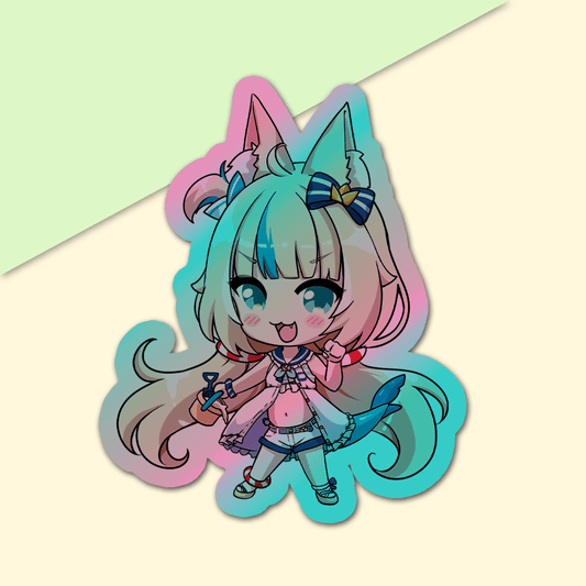 Sameko Saba holographic Sticker, Vtuber Stickers, Kiss Cut Stickers 3"x3", Sameko Saba Stickers, Stationery Stickers, Sameko Saba Merch, Vtuber merch