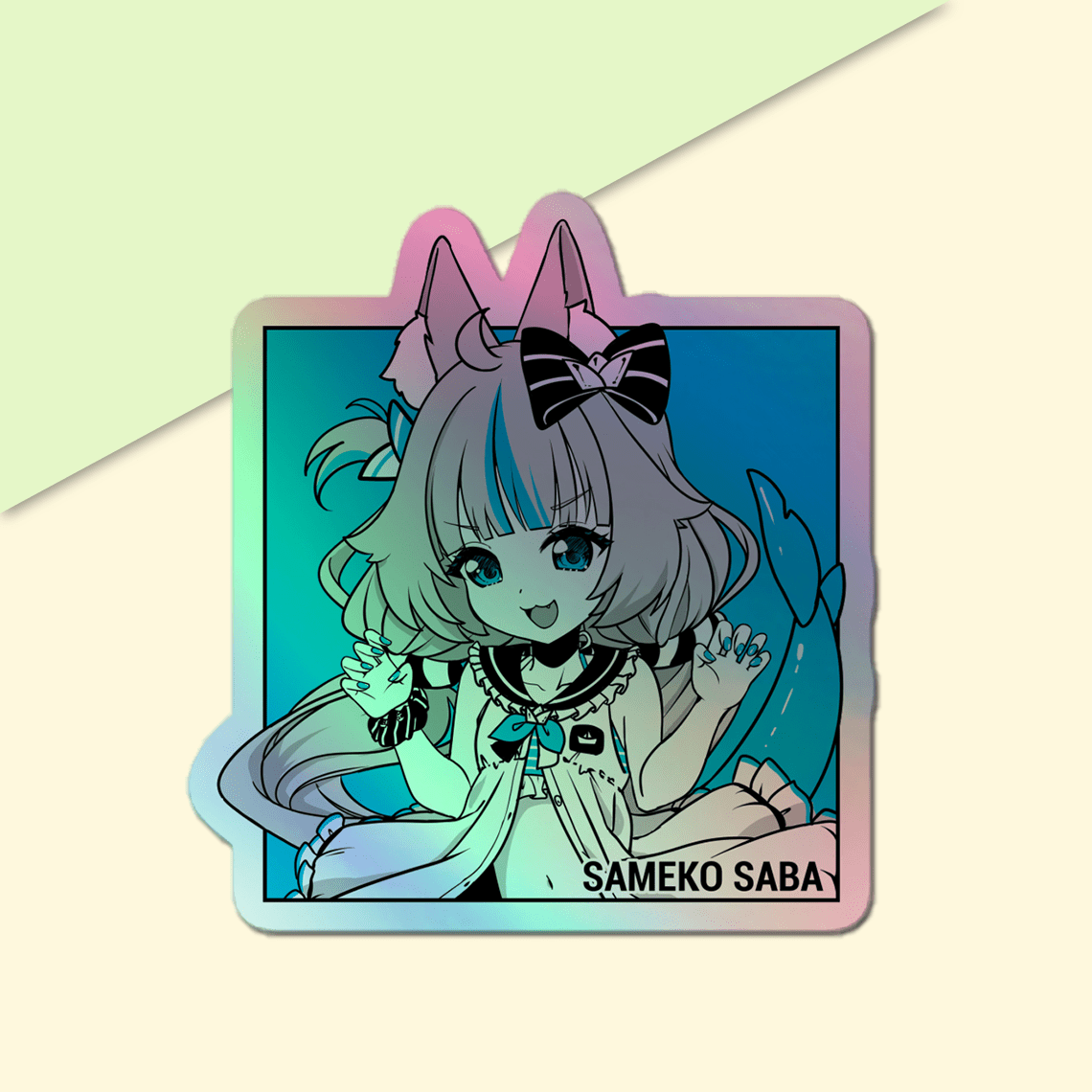 Sameko Saba holographic Sticker, Vtuber Stickers, Kiss Cut Stickers 3"x3", Sameko Saba Stickers, Stationery Stickers, Sameko Saba Merch, Vtuber merch