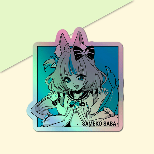Sameko Saba holographic Sticker, Vtuber Stickers, Kiss Cut Stickers 3"x3", Sameko Saba Stickers, Stationery Stickers, Sameko Saba Merch, Vtuber merch