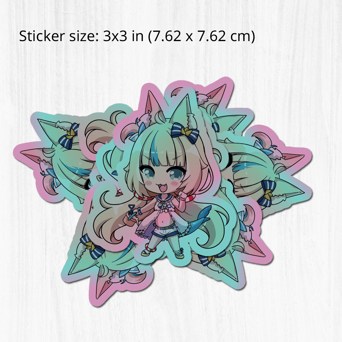 Sameko Saba holographic Sticker, Vtuber Stickers, Kiss Cut Stickers 3"x3", Sameko Saba Stickers, Stationery Stickers, Sameko Saba Merch, Vtuber merch