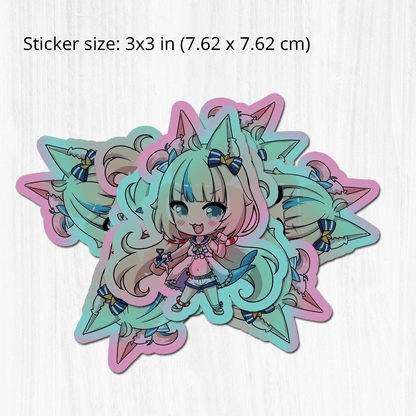 Sameko Saba holographic Sticker, Vtuber Stickers, Kiss Cut Stickers 3"x3", Sameko Saba Stickers, Stationery Stickers, Sameko Saba Merch, Vtuber merch