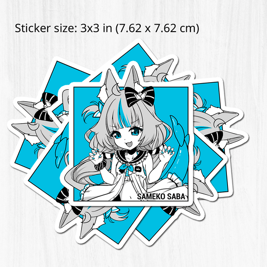 Sameko Saba Sticker, Vtuber Stickers, Kiss Cut Stickers 3"x3", Sameko Saba Stickers, Stationery Stickers, Sameko Saba Merch, Vtuber merch