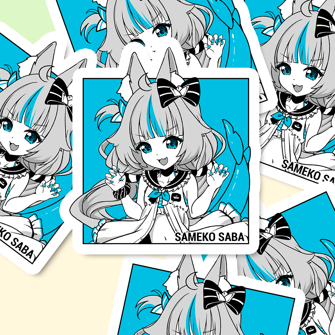 Sameko Saba Sticker, Vtuber Stickers, Kiss Cut Stickers 3"x3", Sameko Saba Stickers, Stationery Stickers, Sameko Saba Merch, Vtuber merch