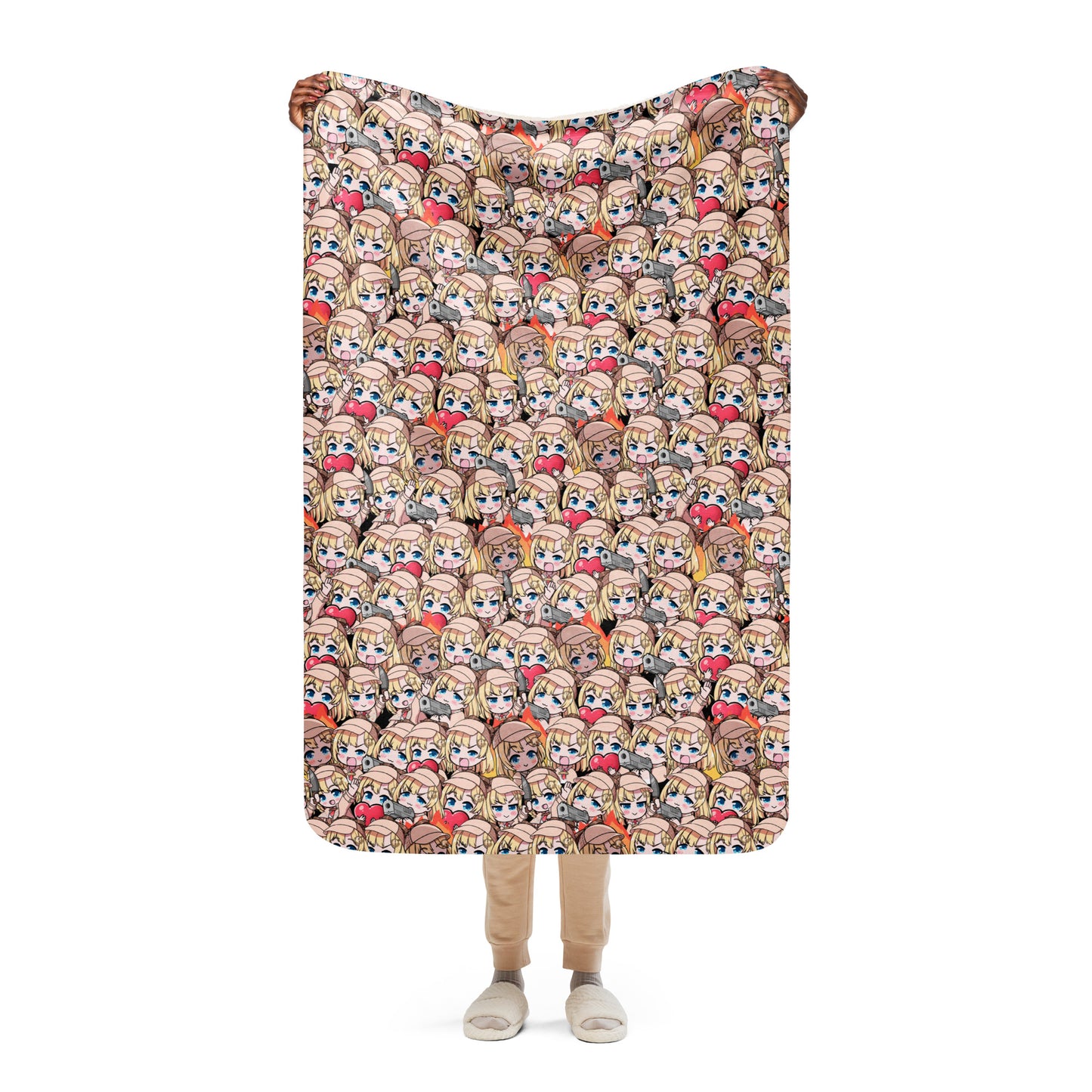 Amelia Watson Sherpa fleece blanket – soft cozy anime blanket for VTuber fans, Hololive Amelia Watson merch, warm throw blanket for gaming, streaming, bedroom, or couch, perfect gift for anime lovers and gamers, VTuber blanket for Hololive fans, anime bedroom decor, kawaii gamer gift, streamer room aesthetic