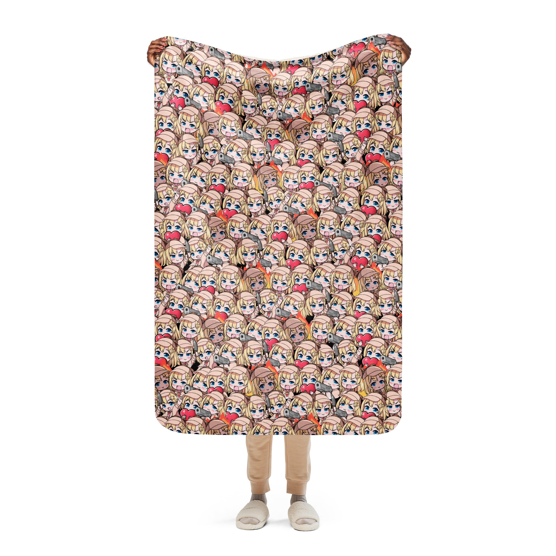 Amelia Watson Sherpa fleece blanket – soft cozy anime blanket for VTuber fans, Hololive Amelia Watson merch, warm throw blanket for gaming, streaming, bedroom, or couch, perfect gift for anime lovers and gamers, VTuber blanket for Hololive fans, anime bedroom decor, kawaii gamer gift, streamer room aesthetic