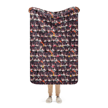 K9 Kuro Sherpa fleece blanket – soft cozy anime blanket for VTuber fans, Vshojo K9 Kuro merch, warm throw blanket for gaming, streaming, bedroom, or couch, perfect gift for anime lovers and gamers, VTuber blanket for Vshojo fans, anime bedroom decor, kawaii gamer gift, streamer room aesthetic